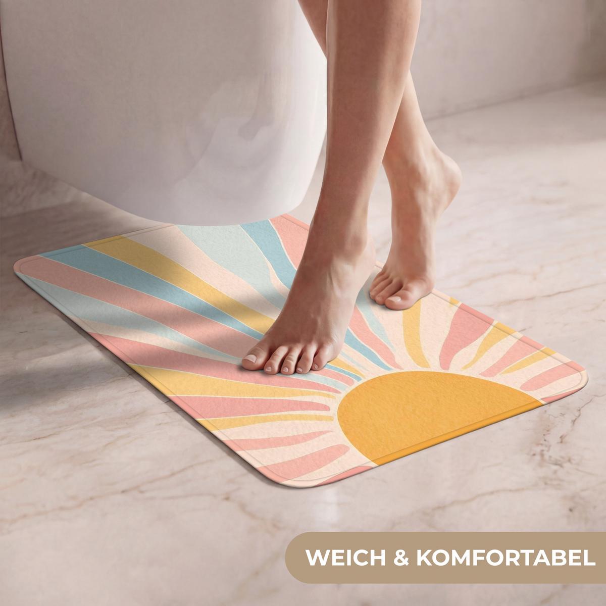 WC-VORLEGER Illustration - Sonne - Pastellfarben WC Teppich 40x60 cm - Pastellblau, Textil (40/1cm) - OnlyWow