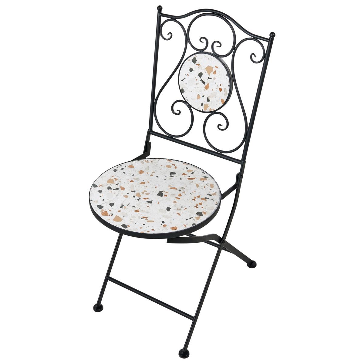 GARTENSTUHL 2er-Set Terrazzo Weiß Artena - Schwarz/Weiß, Metall (39/87/47cm) - Beliani