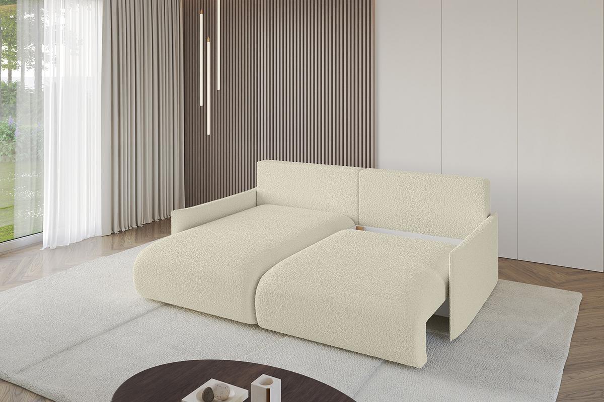 ECKSOFA Ottomane links ONESK-L -v1 216x177x72 Beige Bouclé - Hellbraun/Creme, Holzwerkstoff/Kunststoff (216/177cm) - ALTDECOR