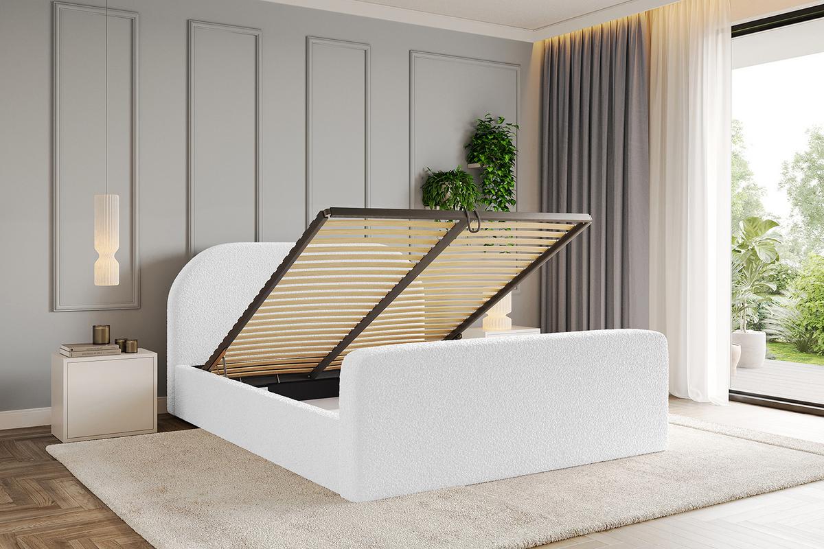 POLSTERBETT mit Bettkasten, Fußteil und Lattenrost, Boxbett ohne Matratze - TIVON-Z 180x200 Weiß - Weiß, Holzwerkstoff/Textil (180/200cm) - ALTDECOR