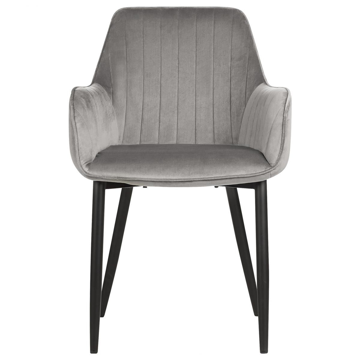 ESSZIMMERSTUHL 2er-Set Samtstoff dunkelgrau Wellston - Schwarz/Grau, Textil (60/84/61cm) - Beliani
