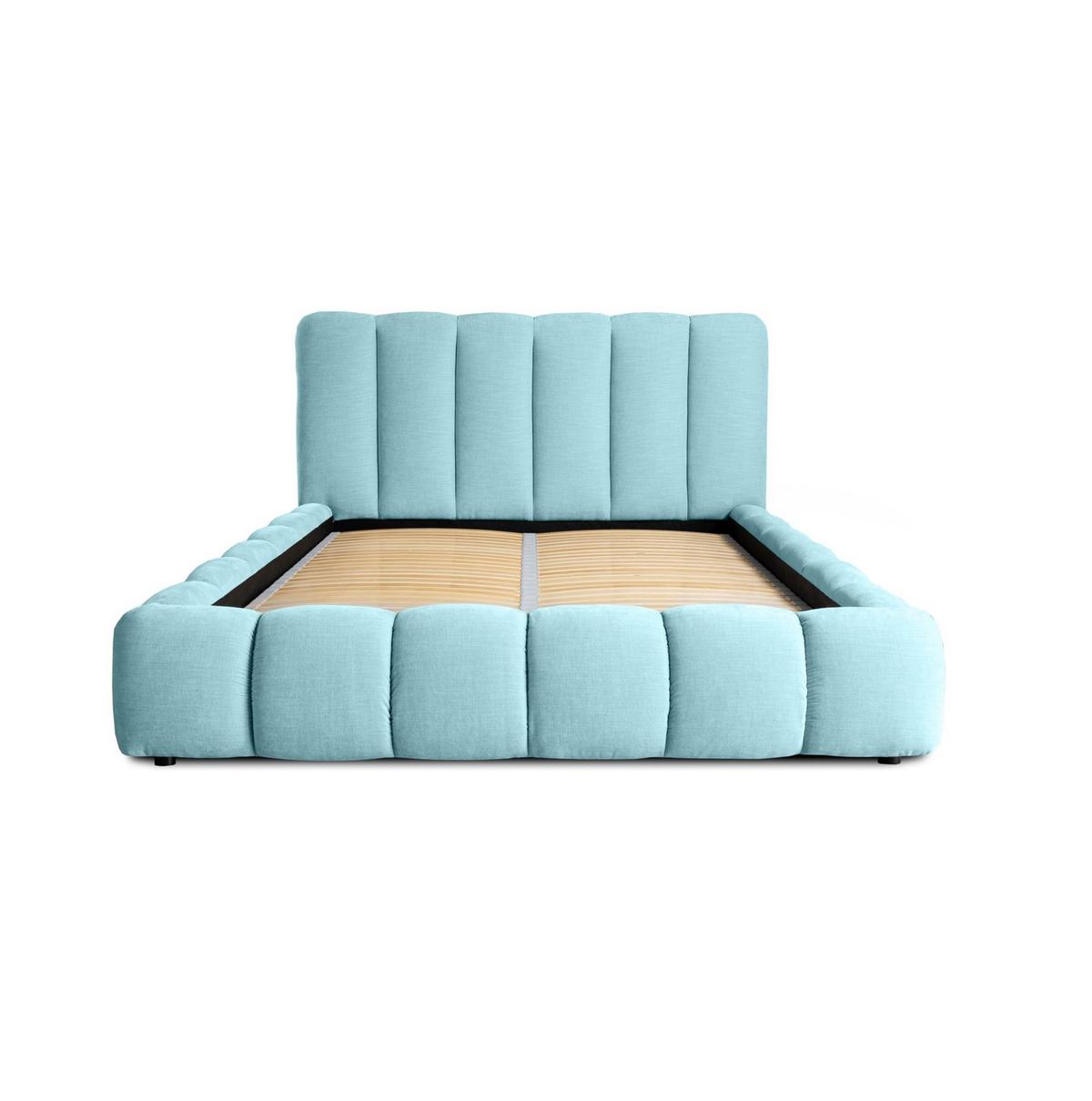 POLSTERBETT Doppelbett Heda In Stoff Boston - Hellblau, Holzwerkstoff/Textil (140/200cm) - Fun Möbel