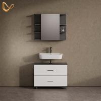 BADMÖBEL-SET Eisak Weiß/Anthrazit 2 Teile, Unterschrank 80 cm - Anthrazit/Weiß, Holzwerkstoff (80/60/33cm) - Livinity®