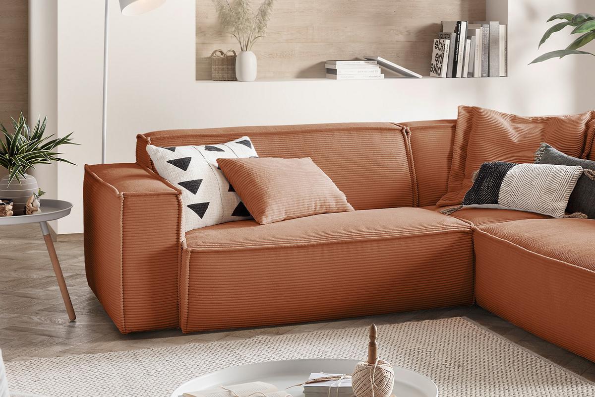 ECKSOFA SAMU Braun Cord - Schwarz/Braun, Textil (254/224cm) - KAWOLA