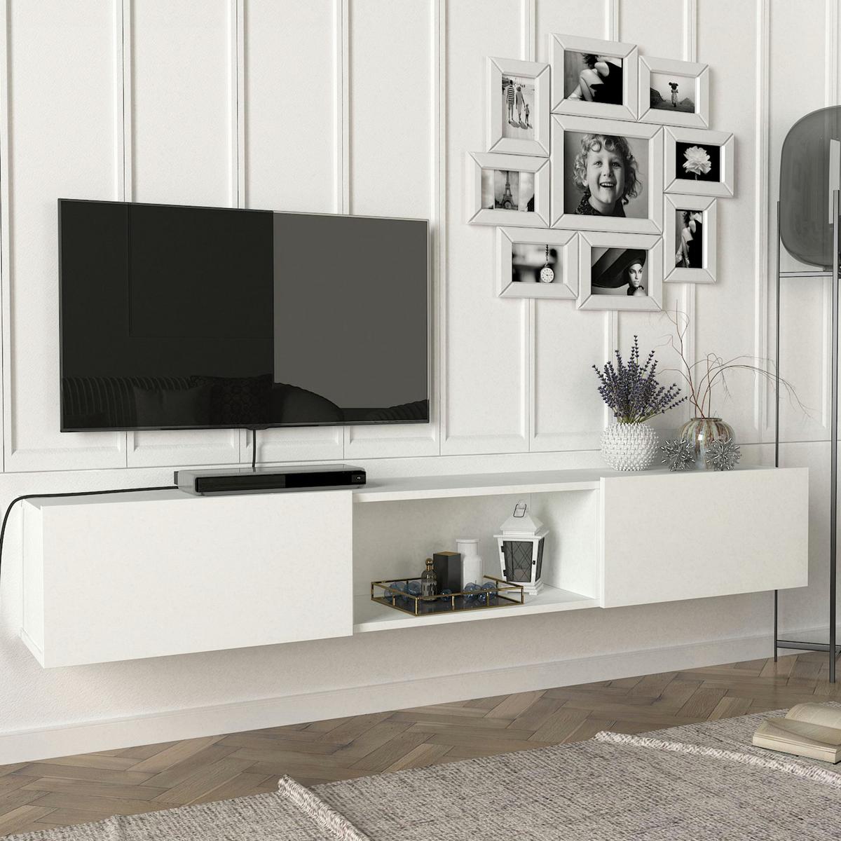 TV-ELEMENT Paltamo - Weiß, Holzwerkstoff (180/29.5/31cm) - [en.casa]