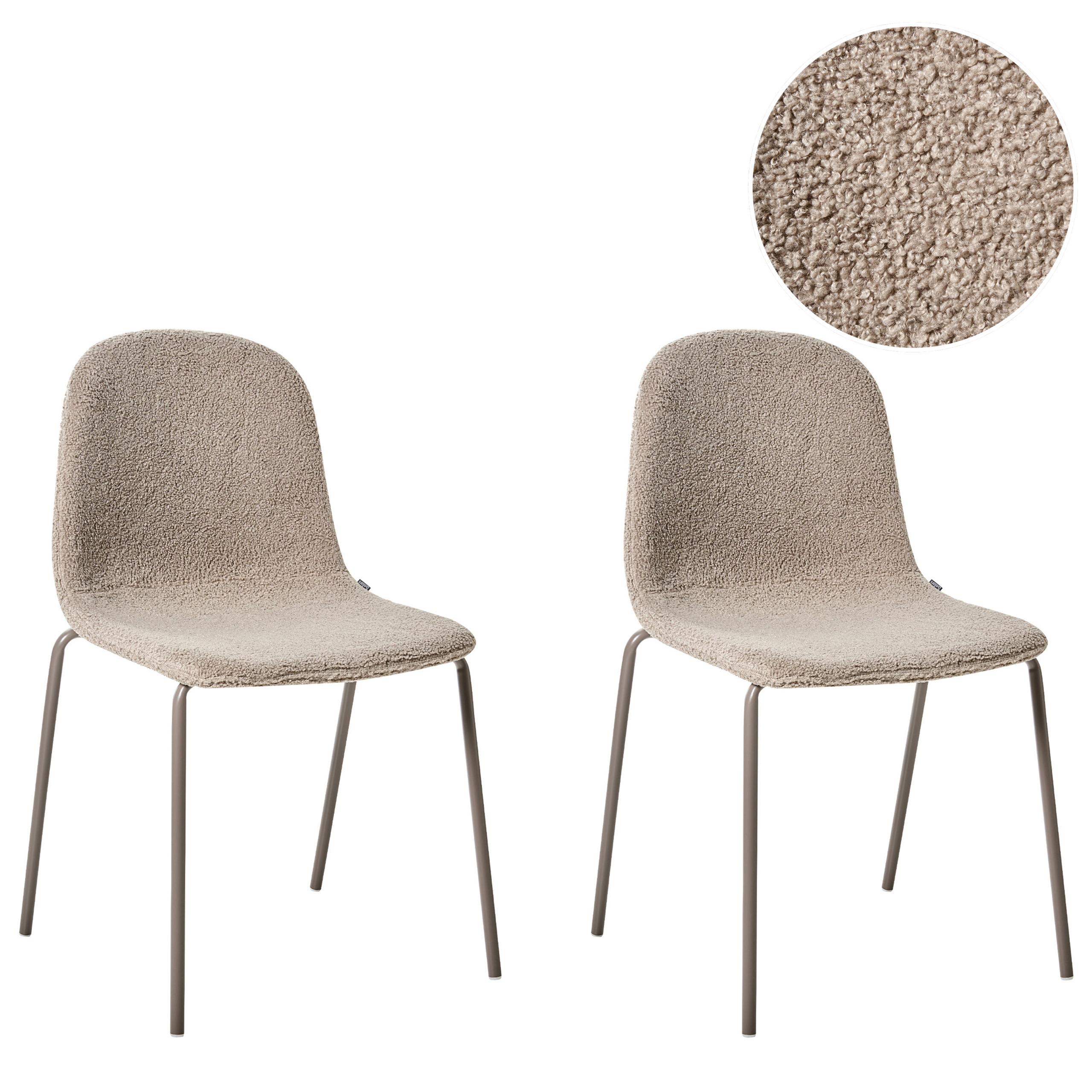 KONFERENZSTUHL 2er Set Bouclé Taupe Loma - Taupe, Textil/Metall (50/85/55cm) - Beliani