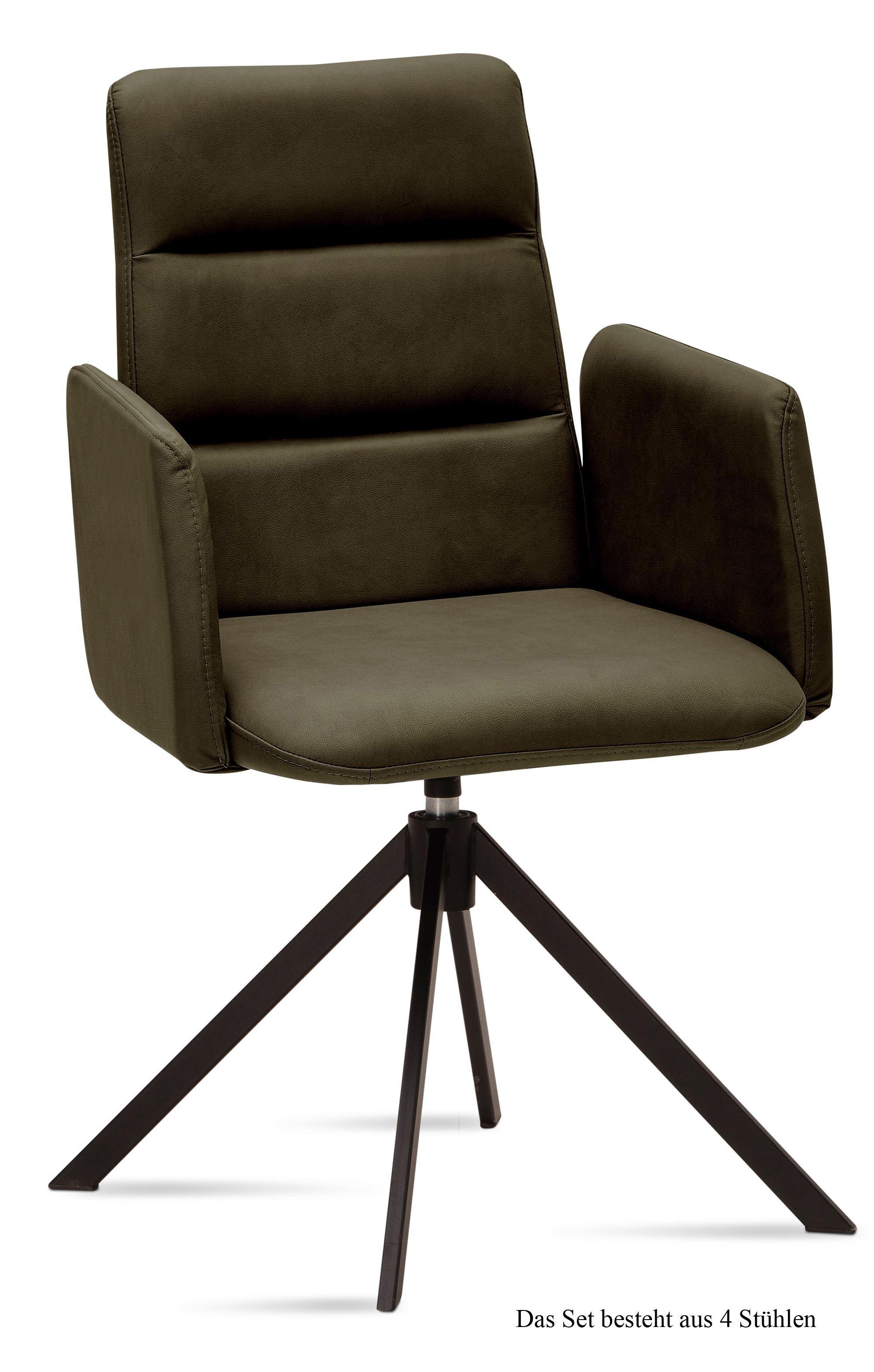 ARMLEHNSTUHL drehbar (4er-Set) Deidre 52x92x60 Schwarz/Khaki - Dunkelgrün/Schwarz, Kunststoff (60/92/52cm) - 58aufmkessel