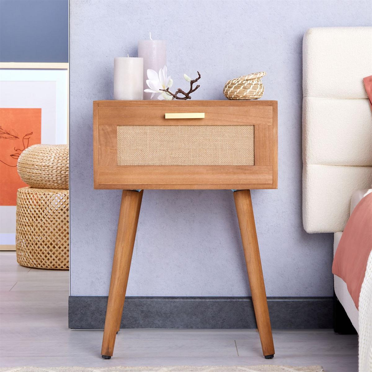NACHTTISCH KIRAN - Braun, Holz (40/57/36cm) - CARO-Möbel
