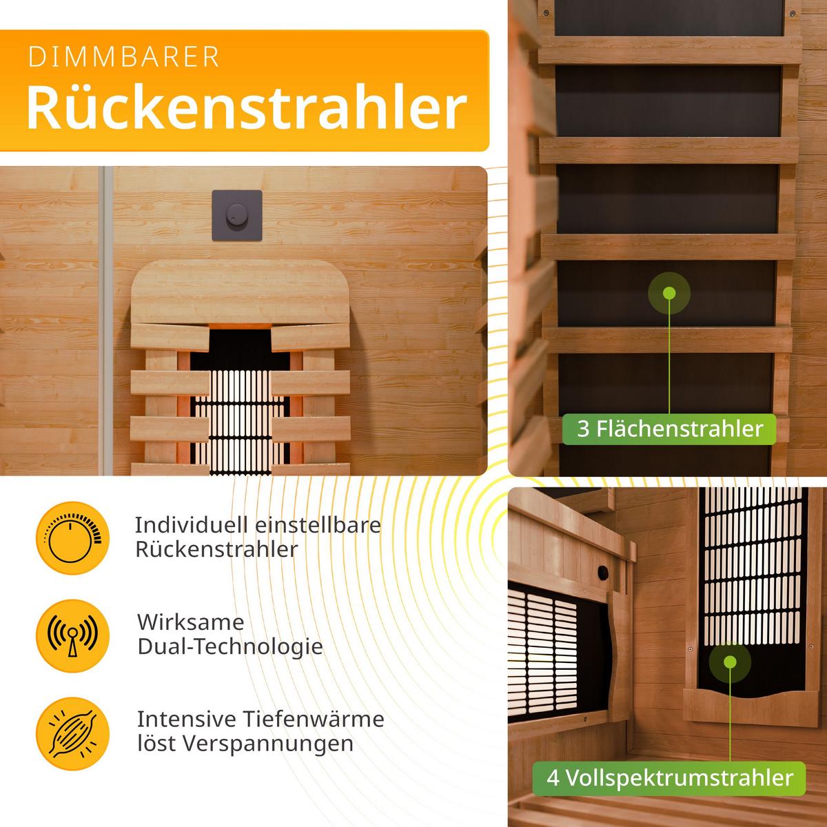 INFRAROTKABINE Kiruna90 Premium mit Dual Technologie - Naturfarben, Holz (90/190/90cm) - Artsauna