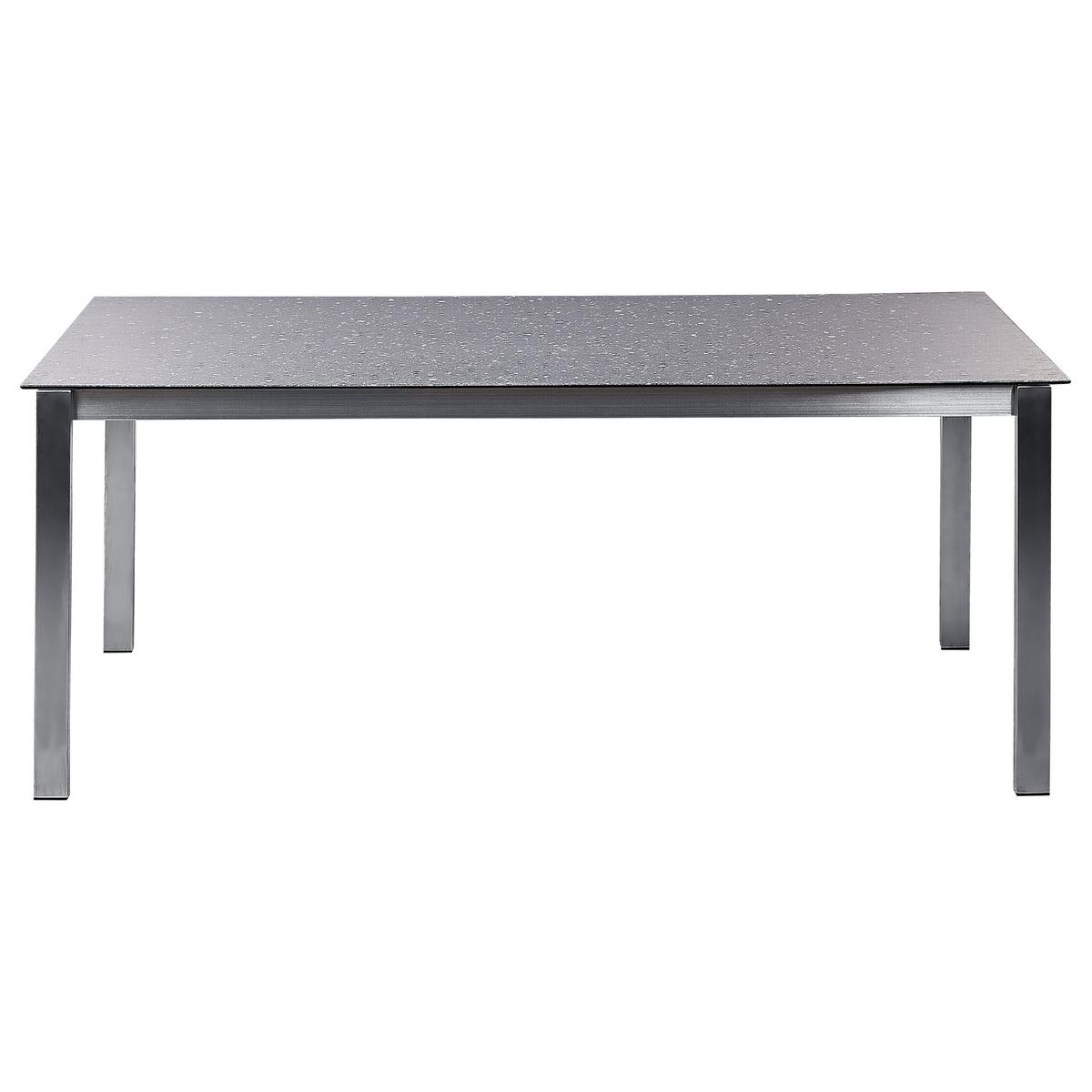 GARTENTISCH Keramik-Glas Granit Optik schwarz 180/90 cm Cosoleto - Silberfarben/Schwarz, Glas (180/90/75cm) - Beliani