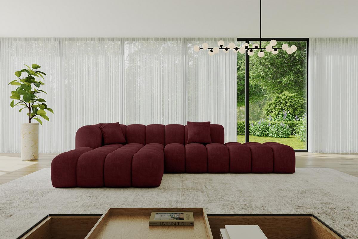 ECKSOFA Ottomane Links OLEA-L2 - 289x176x71 cm Bordeaux - Bordeaux/Schwarz, Holzwerkstoff/Kunststoff (289/176cm) - ALTDECOR