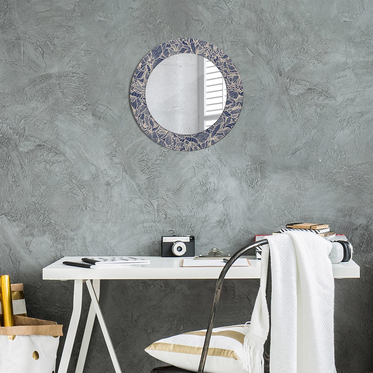 SPIEGEL Rund Ø 50 cm mit Aufdruck - Dunkelblau, Glas (50/50/0.4cm) - Wallfluent