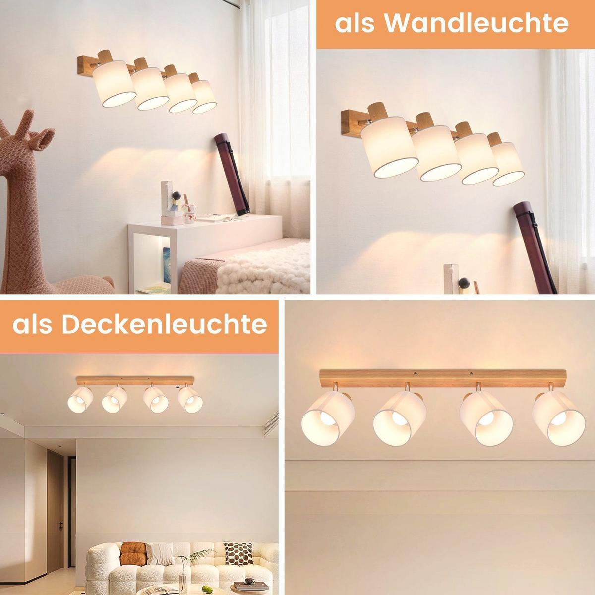 DECKENSTRAHLER Brand 4-flammig 70/11/21 cm - Braun, Textil (70/11/21cm) - Nettlife