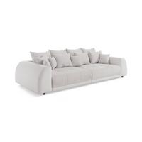 BIGSOFA Elementa Weiß und Creme Kunstleder/Strukturstoff - Creme/Schwarz, Holz/Kunststoff (310/86/135cm) - S-Style Möbel
