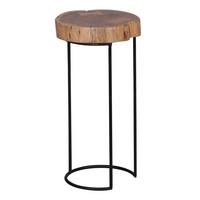 BEISTELLTISCH Massivholz Metallbeine Baumstammform Landhausstil AKOLA, Akazie 28x28x55 cm - Schwarz/Akaziefarben, Holz/Metall (28/28/55cm) - KADIMA DESIGN