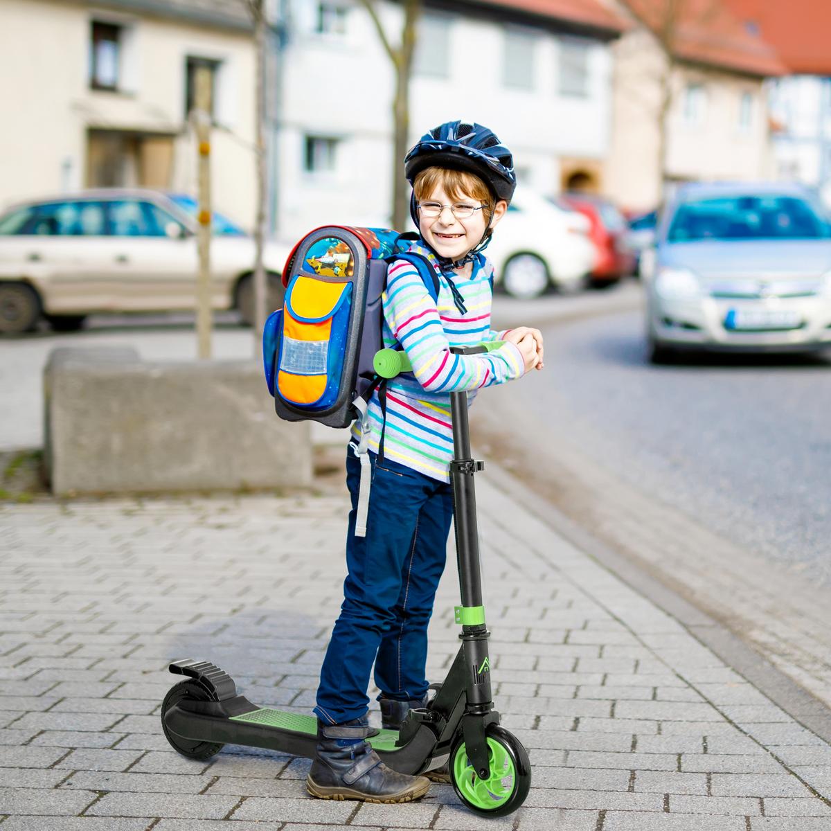 E-SCOOTER Verstärktes Nylon Aluminium Grün Schwarz - Grün, Kunststoff (71/36.5/80cm) - HOMCOM