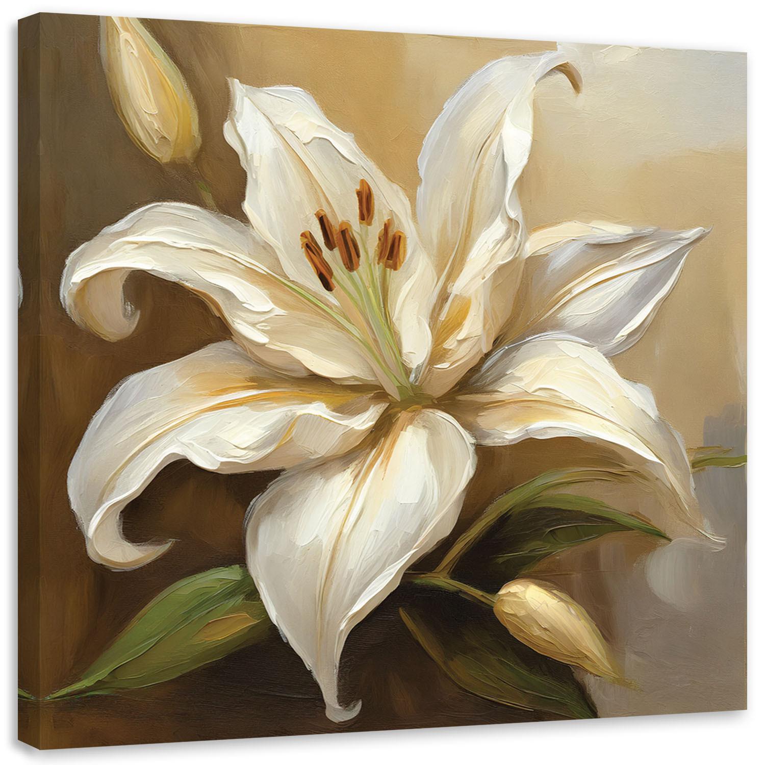 LEINWANDBILD Lilien 3D 50x50cm - Beige, Textil (50/50cm) - Feeby