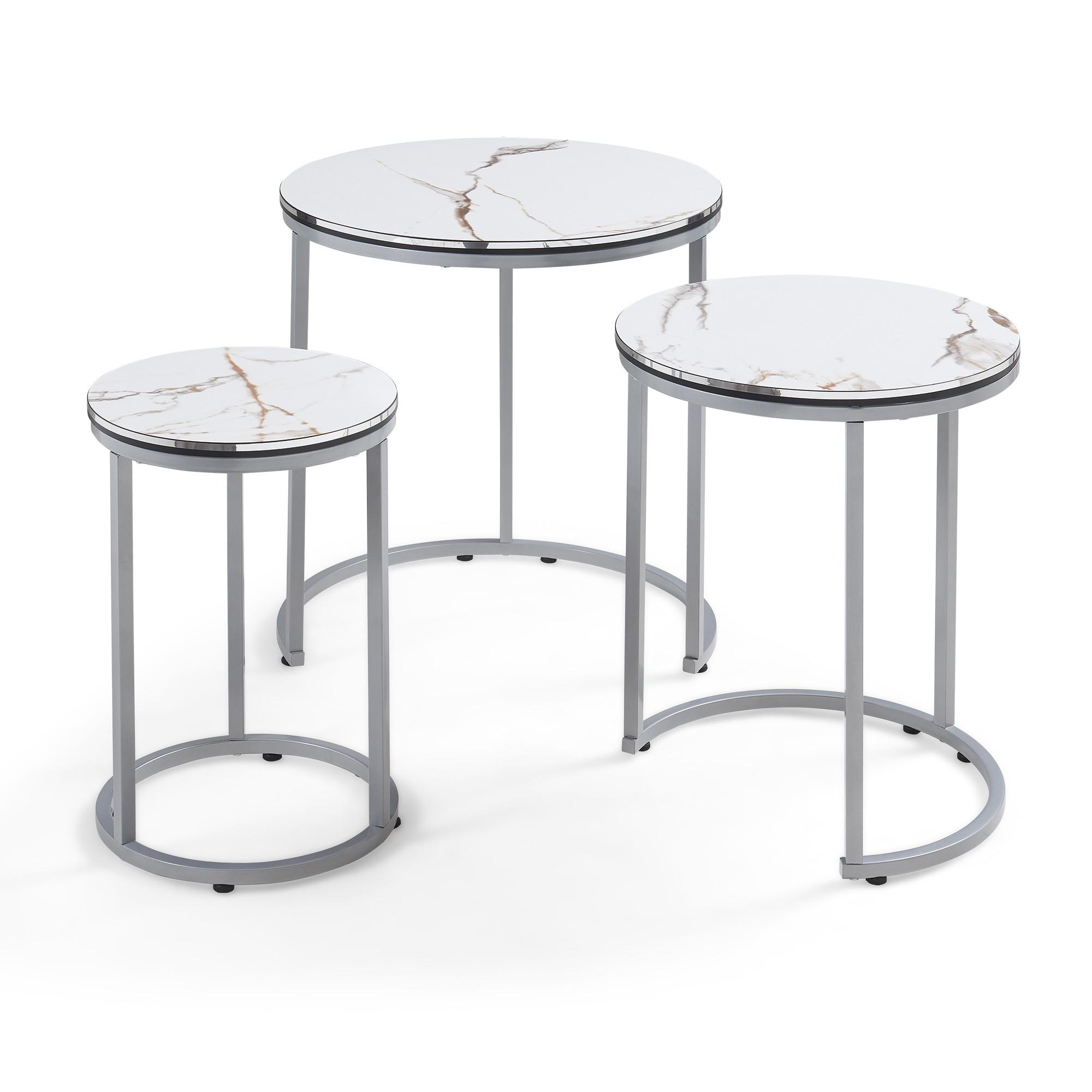 SATZTISCH Bornholm 50/50/55 - Weiß, Holzwerkstoff (50/50/55cm) - [en.casa]