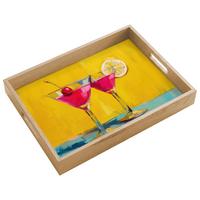 TABLETT Gläser - Cocktail - Zitrone - Kirsche 40x30 cm - Gelb, Holz (40/5/5cm) - OnlyWow