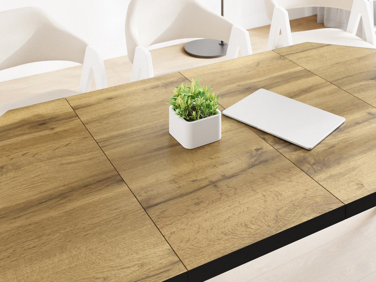 ESSTISCH Diamond Black achteckiger ausziehbarer, Wotan Eiche 100-150/100/76 cm - Eiche Wotan/Schwarz, Holz/Holzwerkstoff (100/150/77cm) - WFL GROUP