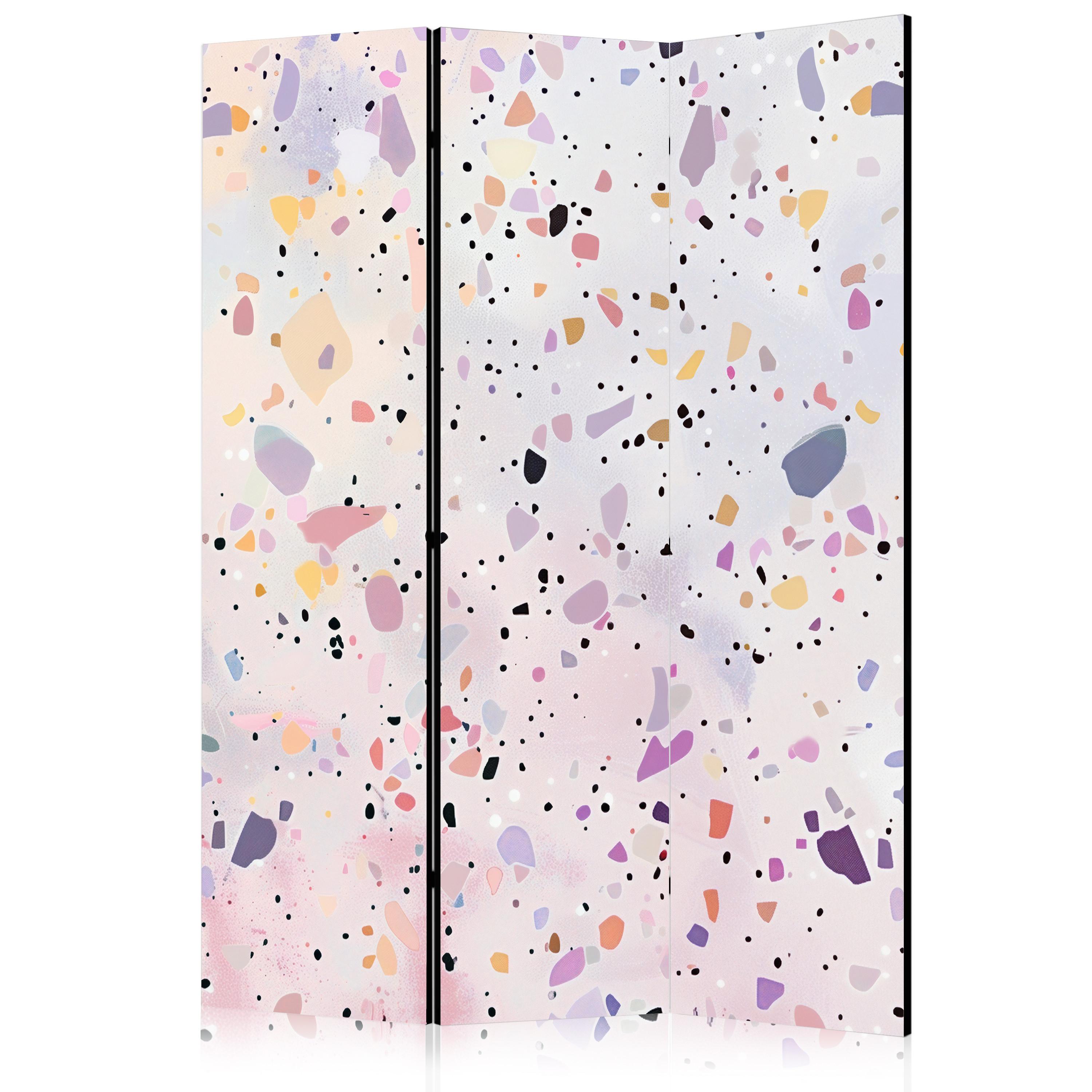 PARAVENT Akustik 3-tlg 135x172 cm Terrazzo Confetti Stil - Multicolor, Holz/Textil (135/172/3cm) - Muralo