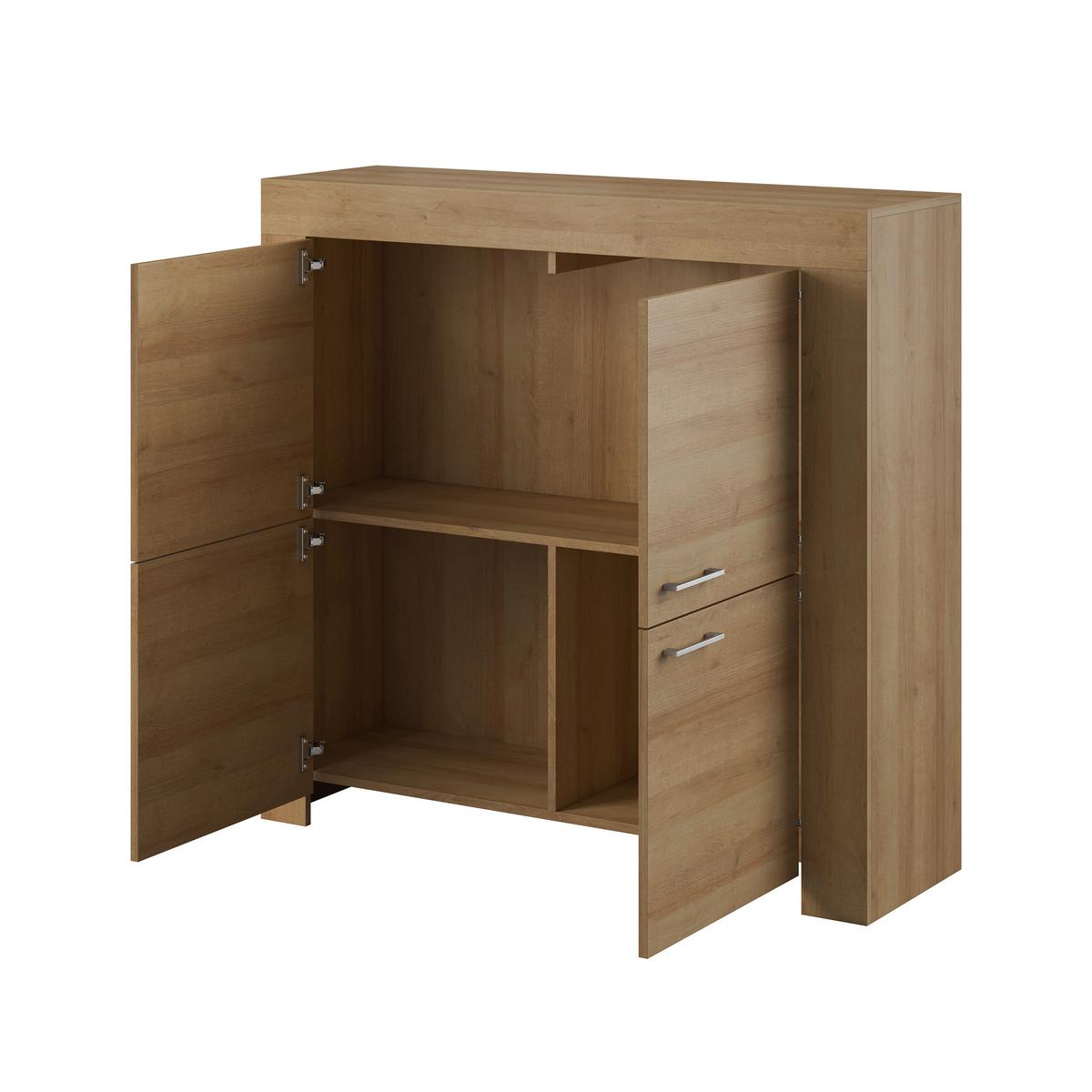 KOMMODE CIELO 120/117/37 cm mit 4 Türen Eichefarben - Eichefarben, Holzwerkstoff (120/117/37cm) - MASSENO