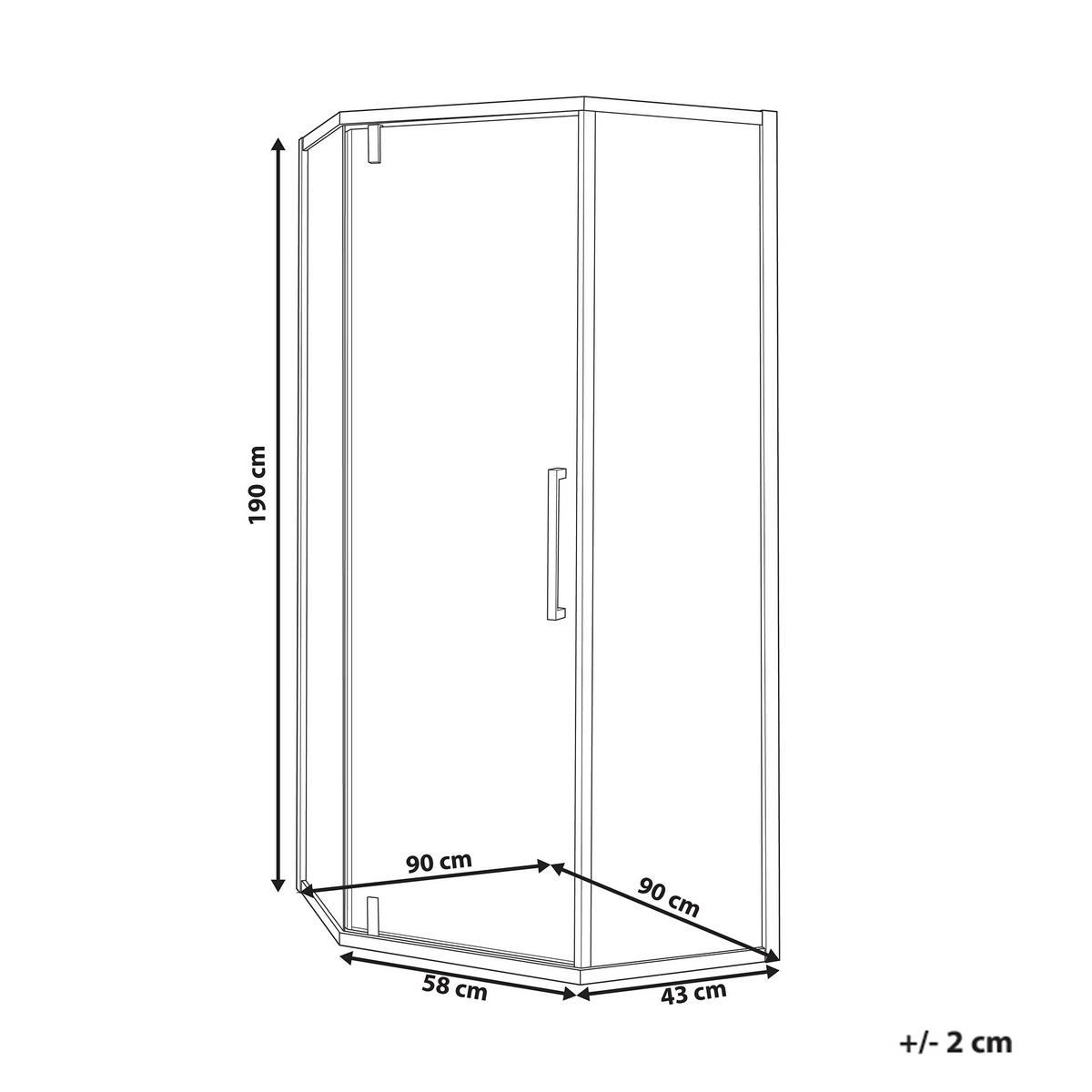 DUSCHKABINE Schwarz Tocantins - Transparent/Schwarz, Glas (90/90/190cm) - Beliani