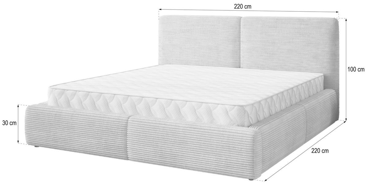 POLSTERBETT FELURO P 200x200 cm mit Bettkästen - Schwarz - Schwarz, Holz/Textil - MASSENO