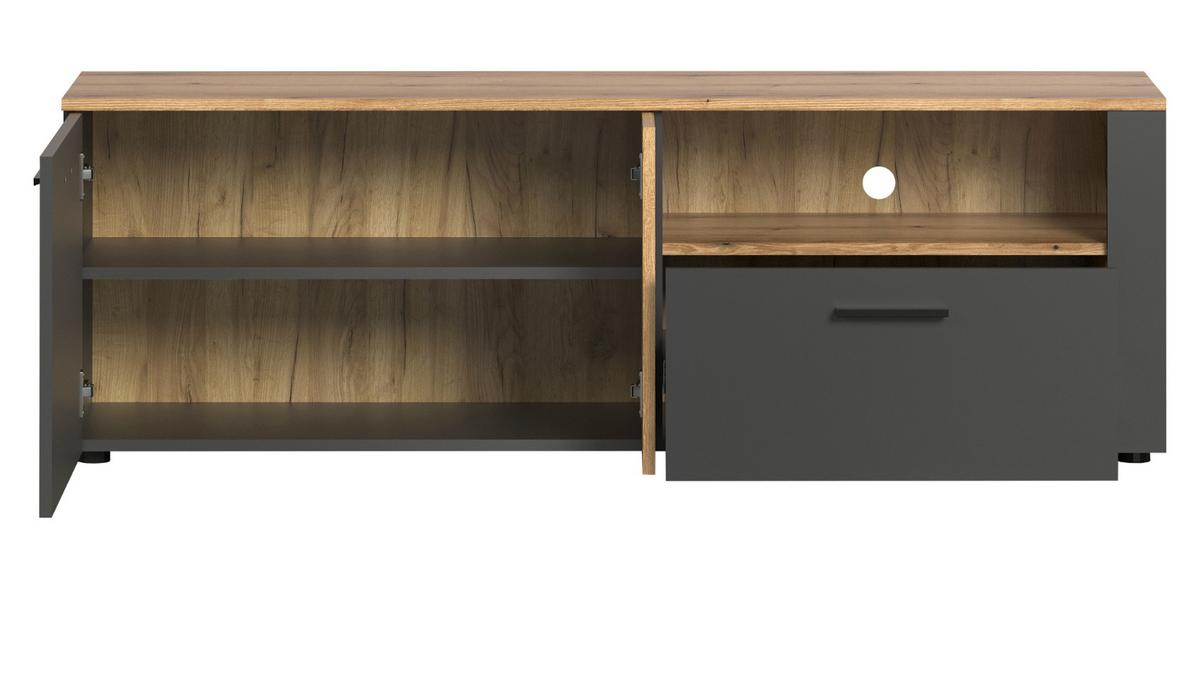 TV-LOWBOARD grau, Evoke Eiche 150 cm, modernes TV-Unterteil - Eichefarben/Anthrazit, Holzwerkstoff/Kunststoff (150/50/42cm) - Top.Furn