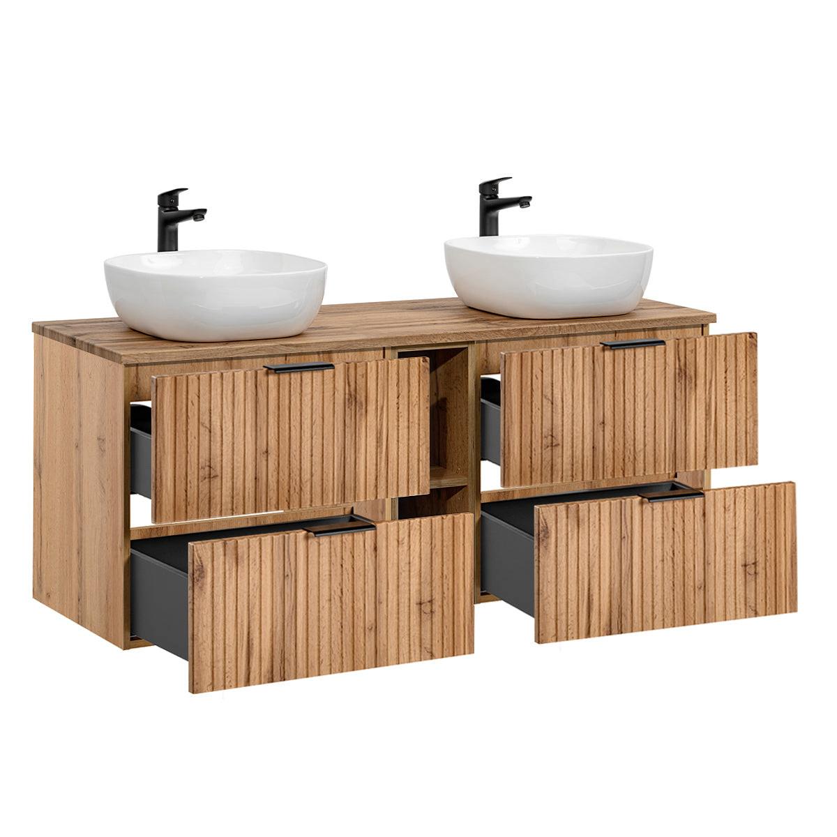 BADMÖBEL 140.8cm Adriel 2er-Set Holz - Braun, Holzwerkstoff (140.8/59/46cm) - Petits-meubles