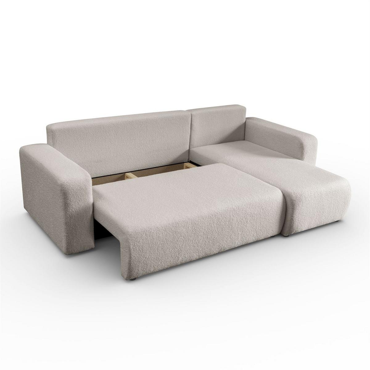 ECKSOFA VESPO L mit Schlaffunktion und Bettkasten - Creme, Textil (247/143cm) - Lookway