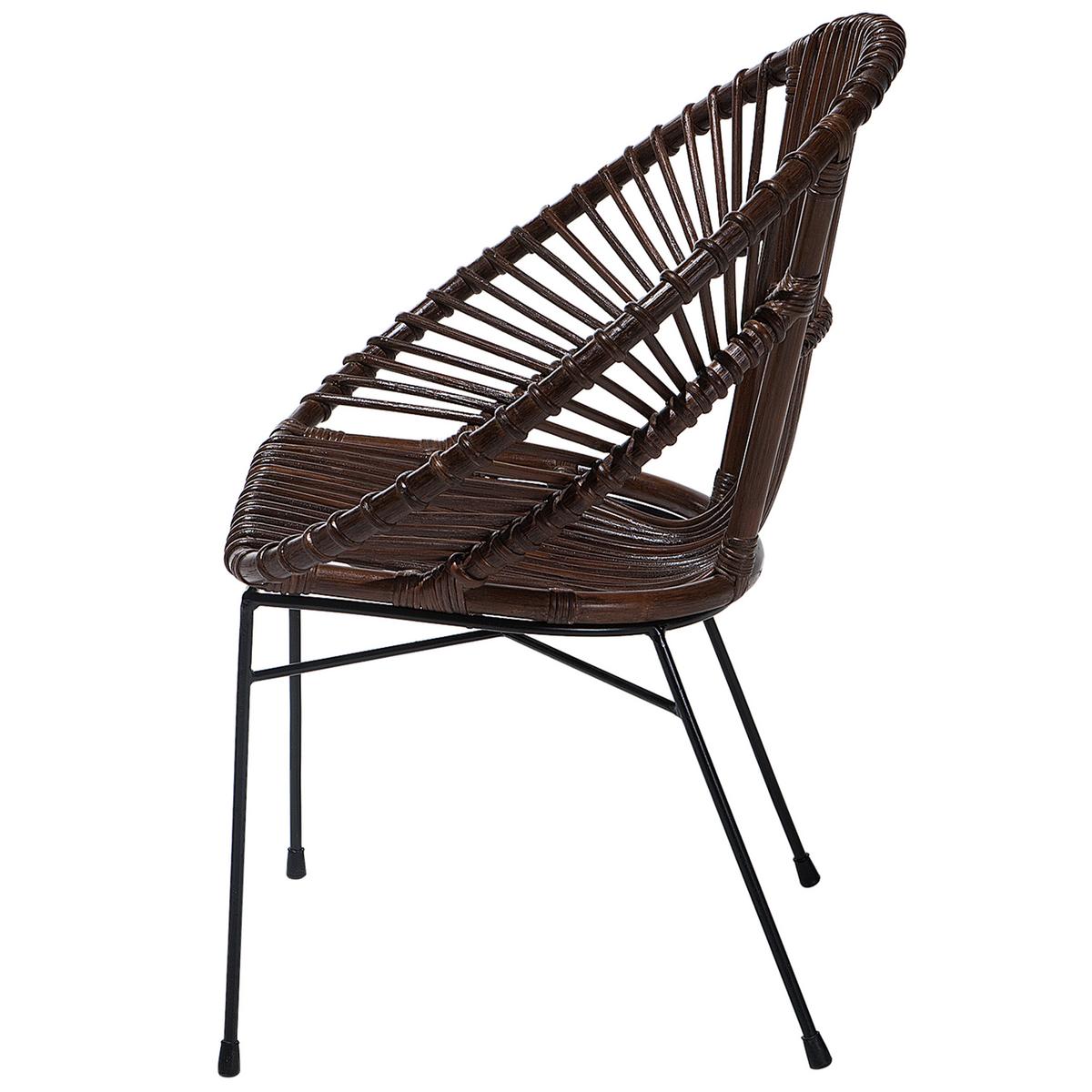 RATTANSTUHL Rattan Braun Sarita - Braun, Naturmaterialien/Metall (70/80/48cm) - Beliani