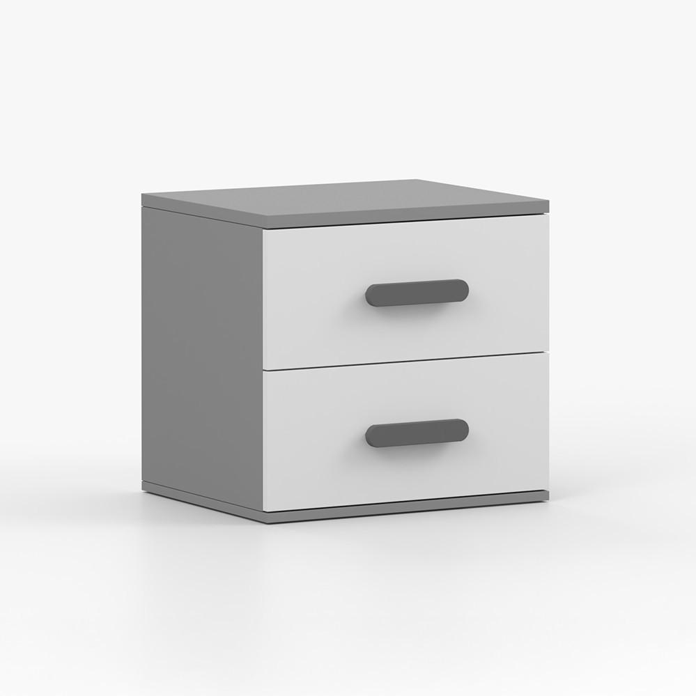 NACHTTISCH JONAS II 22, 55/51/44, 2 Schubladen, grau - Grau, Holzwerkstoff (55/44/51cm) - imoebel24