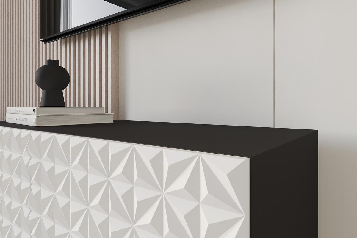 LOWBOARD VIRA-W 100x40x40 cm - Schwarz / Weiß - Weiß, Holzwerkstoff (100/40/40cm) - ALTDECOR