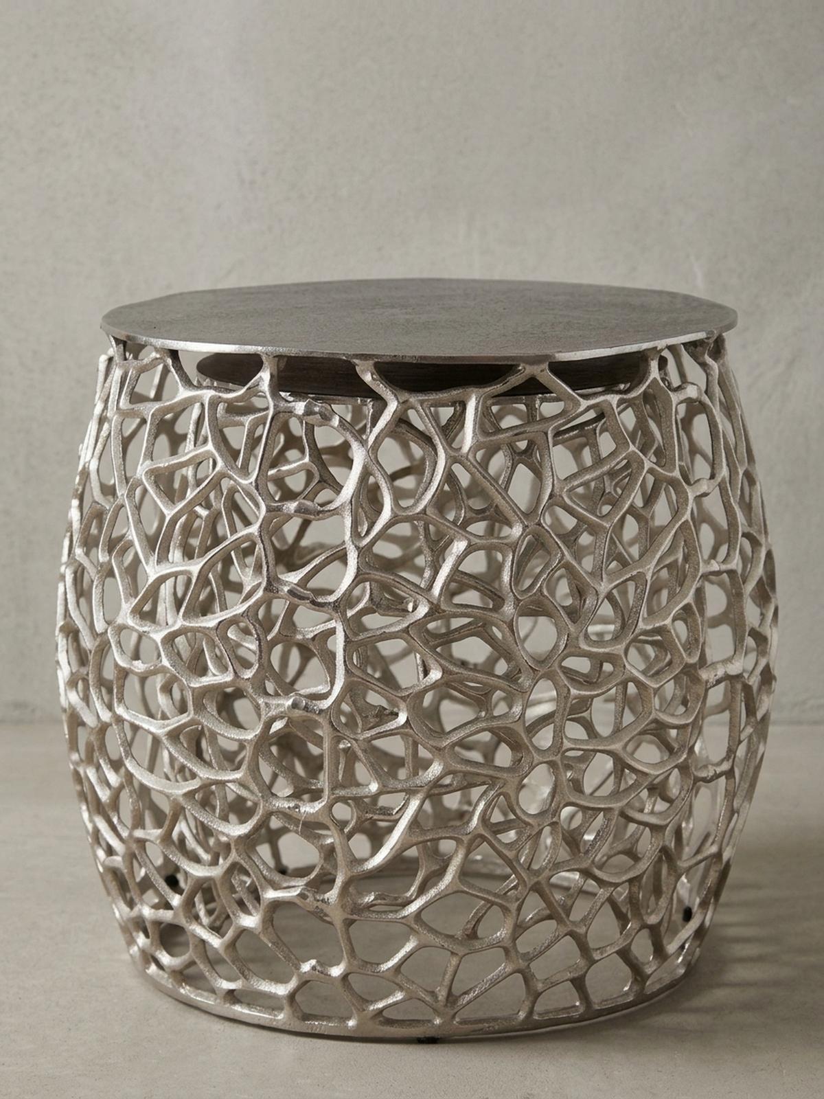 BEISTELLTISCH Set – Silber Aluminium Aststruktur vielseitig einsetzbar - Silberfarben, Metall (46/46/42cm) - KADIMA DESIGN