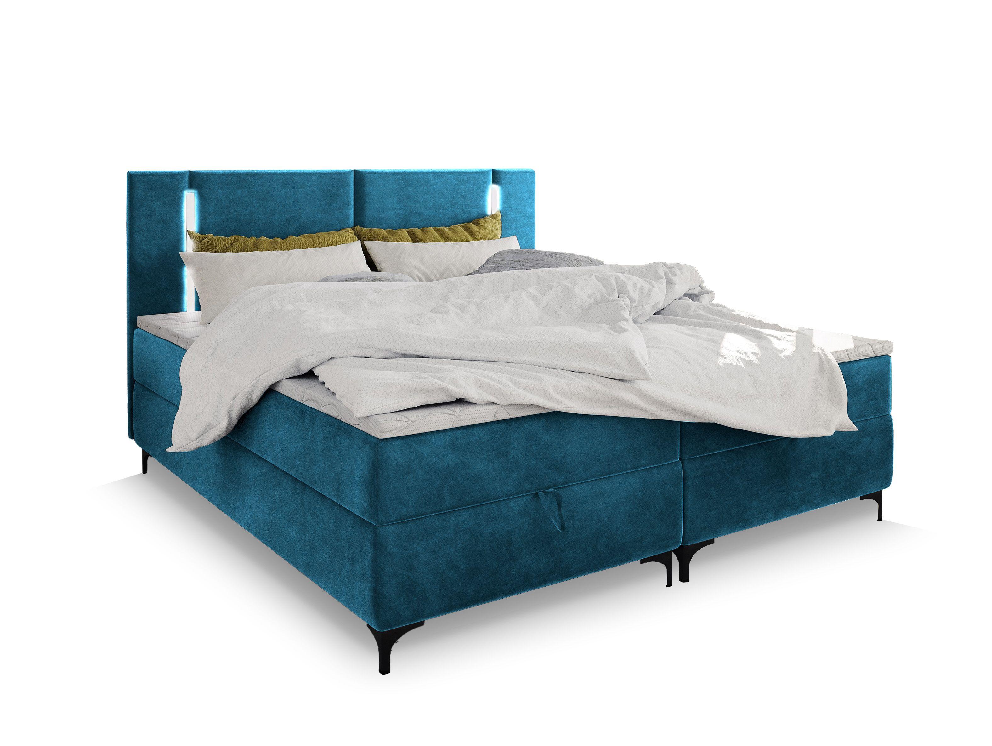 BOXBETT ALBA 140x200 cm mit Matratze und Topper - Blau - Blau, Holz (140/200cm) - MASSENO