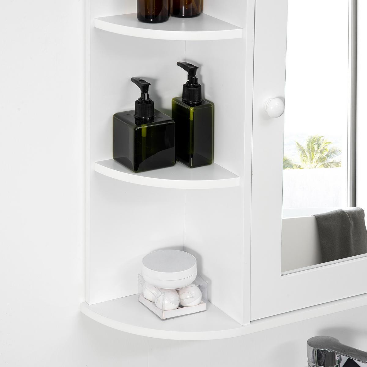 SPIEGELSCHRANK, MDF, Weiß, 66 x 17 x 63 cm - Weiß, Metall (66/63/17cm) - HOMCOM
