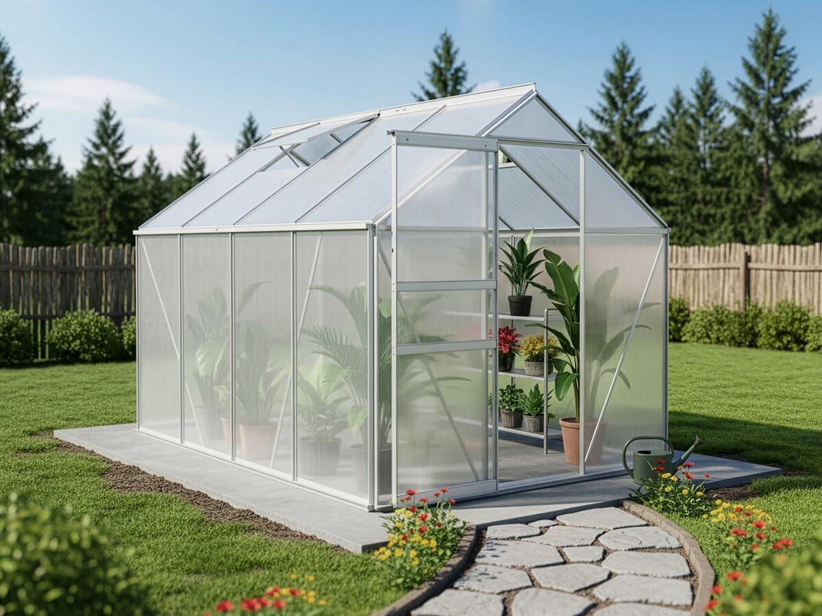 GEWÄCHSHAUS POLYCARBONAT basilic Grau - Grau, Metall (190/195/250cm) - Habitat Garten