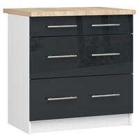 UNTERSCHRANK Weiß, Graphit Glanz 85/80/46 - Graphitfarben/Weiß, Holzwerkstoff (80/85/46cm) - RAUMHIRSCH FURNITURE