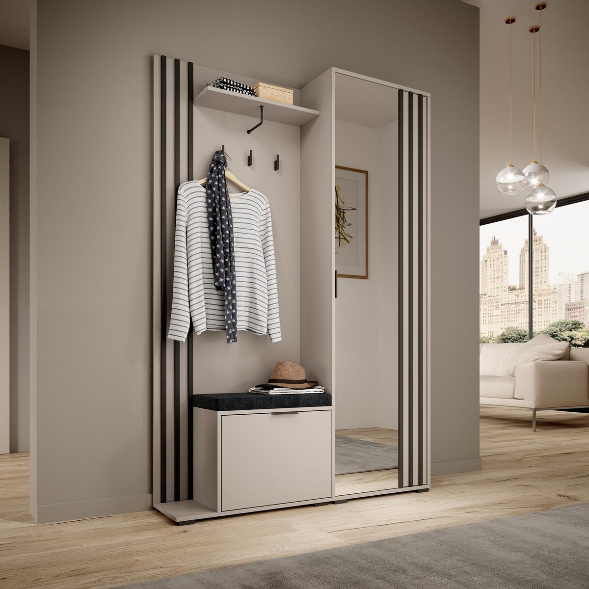 GARDEROBENSCHRANK NELIANA 131/192/40 cm Modern Garderobe-Set Kaschmir - Kaschmir, Holzwerkstoff (131/192/40cm) - MASSENO