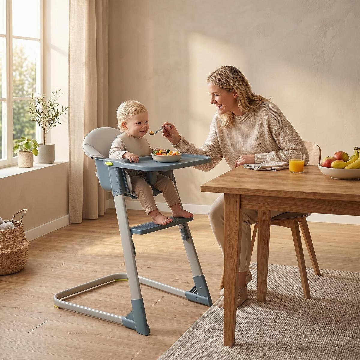 BABYHOCHSTUHL mit abnehmbarem Tablett & Sitzkissen grau - Grau, Metall (62/86/58cm) - COSTWAY