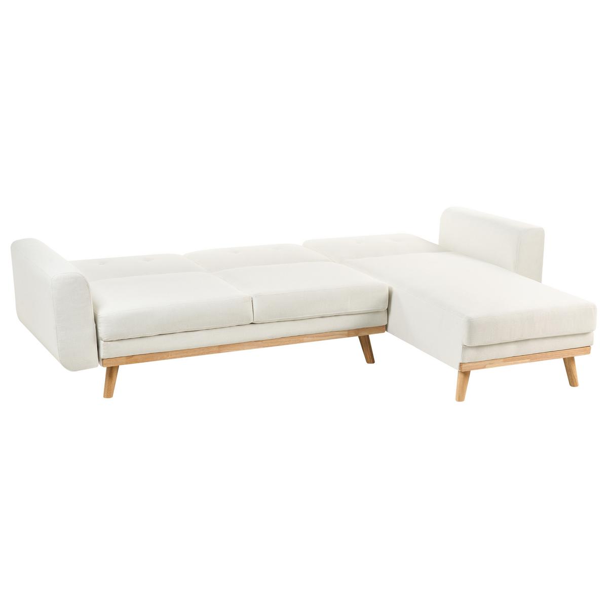 ECKSCHLAFSOFA 3-Sitzer Stoff Weiß linksseitig Kaarina - Hellbraun, Textil (260/152cm) - Beliani