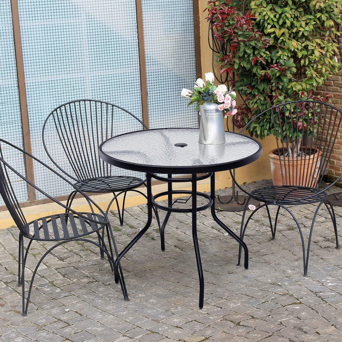 GARTENTISCH Schwarz - Schwarz, Metall (80/80/71cm) - COSTWAY