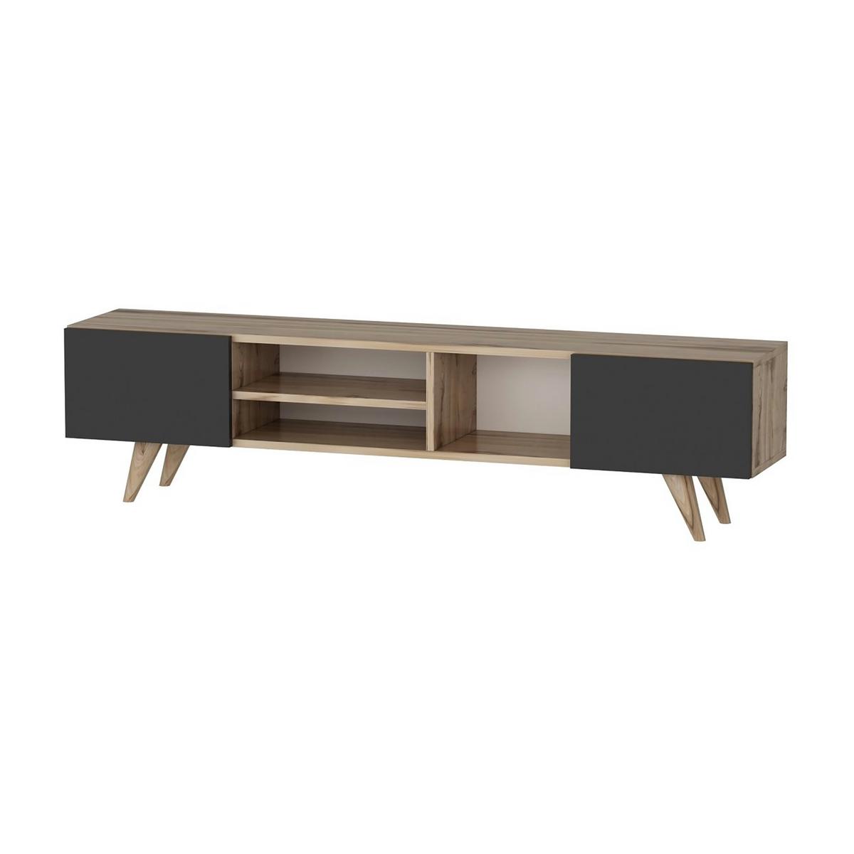 LOWBOARD Assens - Eichefarben/Schwarz, Holzwerkstoff/Kunststoff (160/40/31cm) - [en.casa]