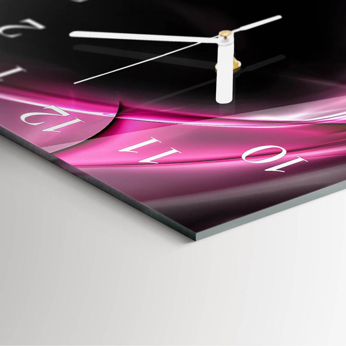 WANDUHR aus Glas 30x30 cm - Abstrakte Linien - Lila, Glas (30/30/0.4cm) - TULUP