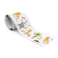 TAPETENBORDÜRE selbstklebend für Kinder wilde TIERE tropische Pflanzen - Beige/Schwarz, Papier (10/300/300cm) - Muralo