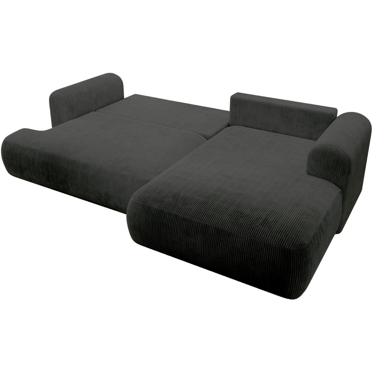 ECKSOFA Ovo Cord mit Cordbezug Dunkelgrau, rechts - Dunkelgrau/Schwarz, Textil (165/260cm) - Selsey