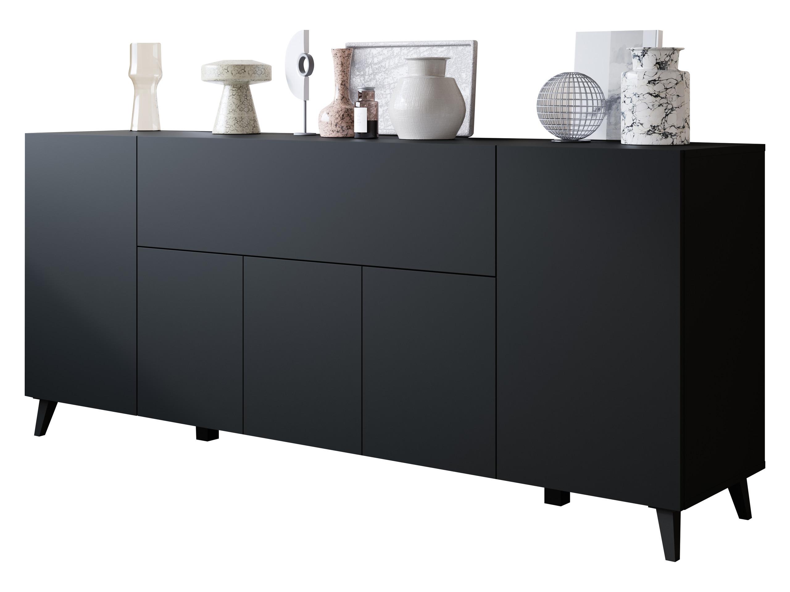 SIDEBOARD Phuket 180 - Graphitfarben/Schwarz, Holzwerkstoff/Kunststoff (180/76/38cm) - MIRJAN24