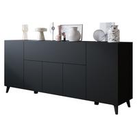 SIDEBOARD Phuket 180 - Graphitfarben/Schwarz, Holzwerkstoff/Kunststoff (180/76/38cm) - MIRJAN24