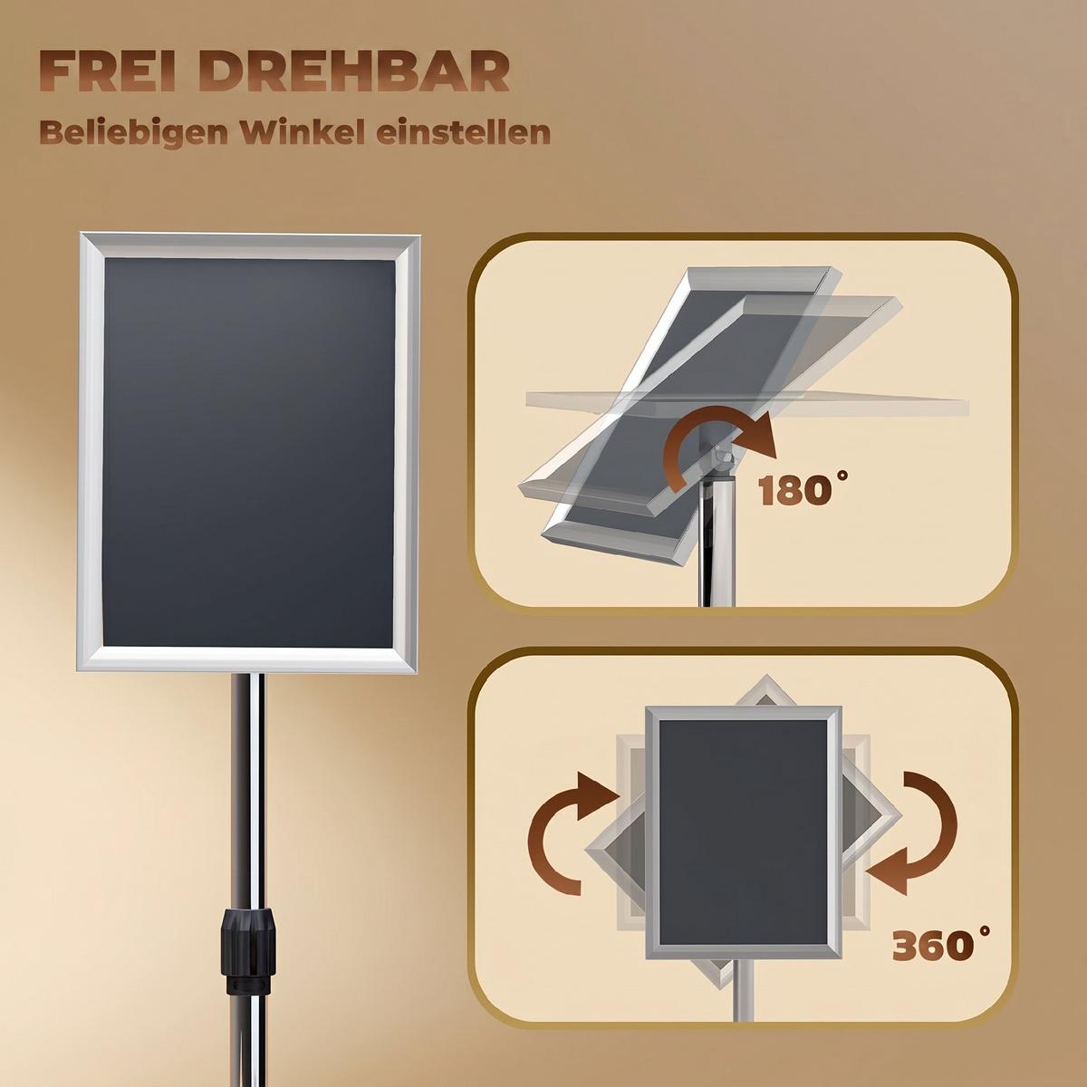 A3-PLAKATSTÄNDER Aluminium Edelstahl Silber - Silberfarben, Metall (30/135/45cm) - HOMCOM